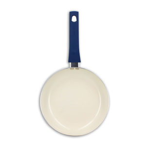 Poêle 24cm en aluminium recyclé et antiadhésif bleu - tout feux GINETTE