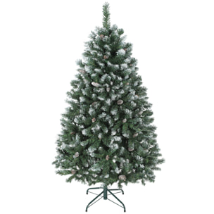 Árbol de Navidad Artificial 150 cm, Árbol de Navidad con 581 Ramas Densas con Nieve, 44 Piñas y Soporte Metálico Plegable, Fácil Montaje, para Salón, Interior, Verde