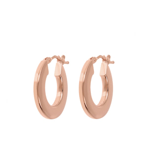 Orecchini a Cerchio Piccoli placcati Oro Rosa 18Kt Superficie Piatta Diametro 1.5cm