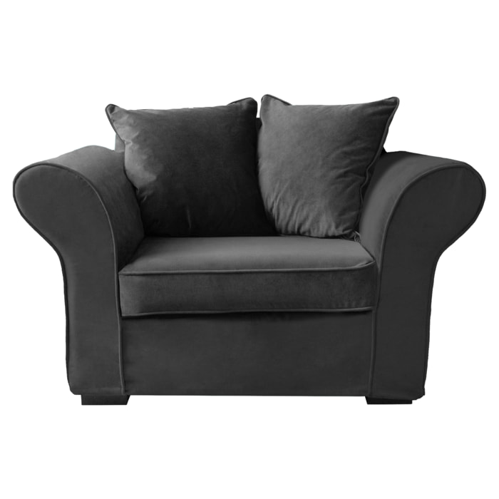 Fauteuil love seat en velours gris OSCAR