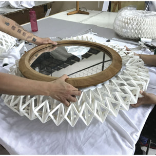 Applique en tissu blanc cassé avec miroir 40cm MATAHARI