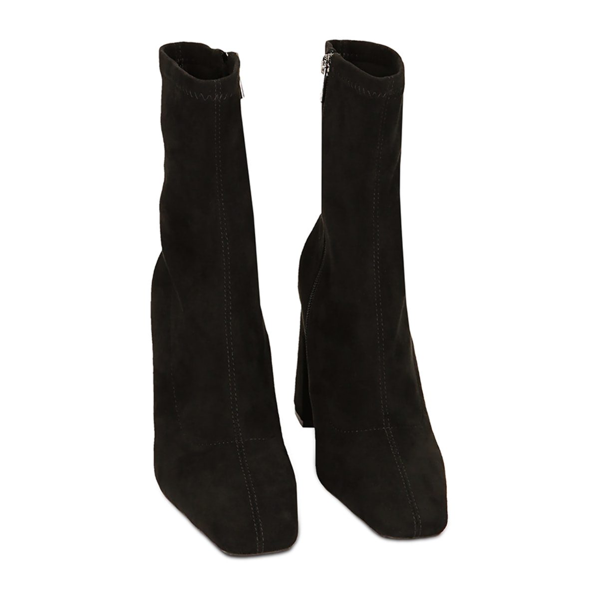 Botines de microfibra negros hasta el tobillo, tacón de 9,5 cm