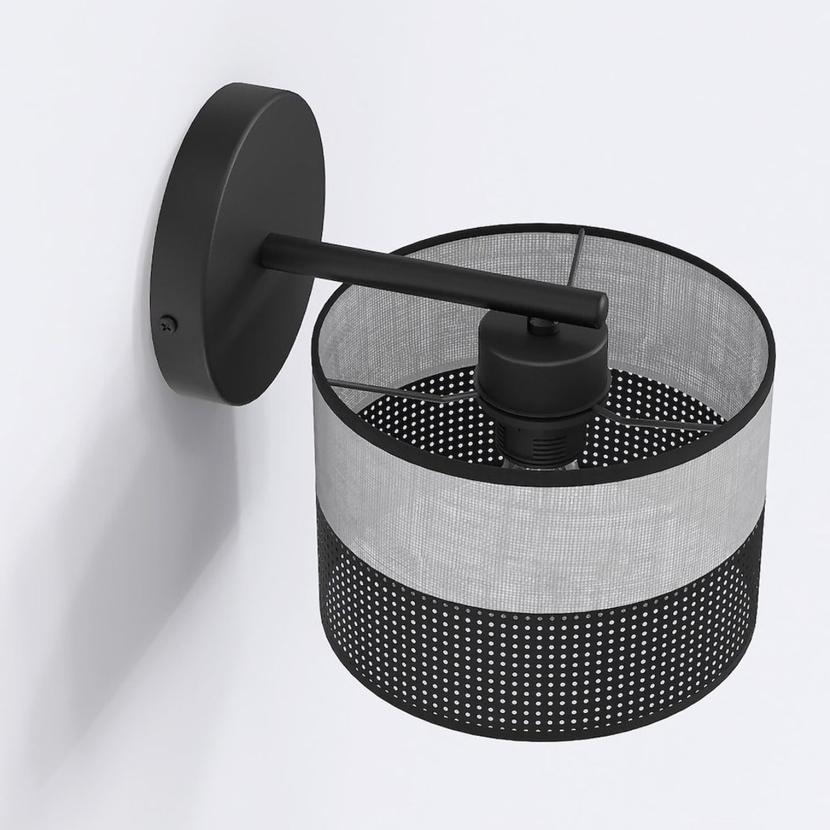 Lampada a parete Karbon in acciaio nero e tessuto grigio