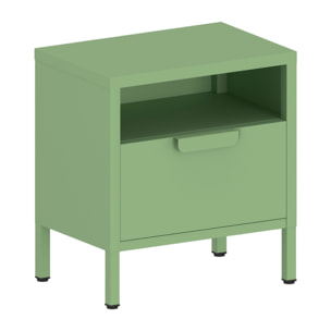 Comodino in metallo con cassetto 45x30x50cm verde salvia - Pop