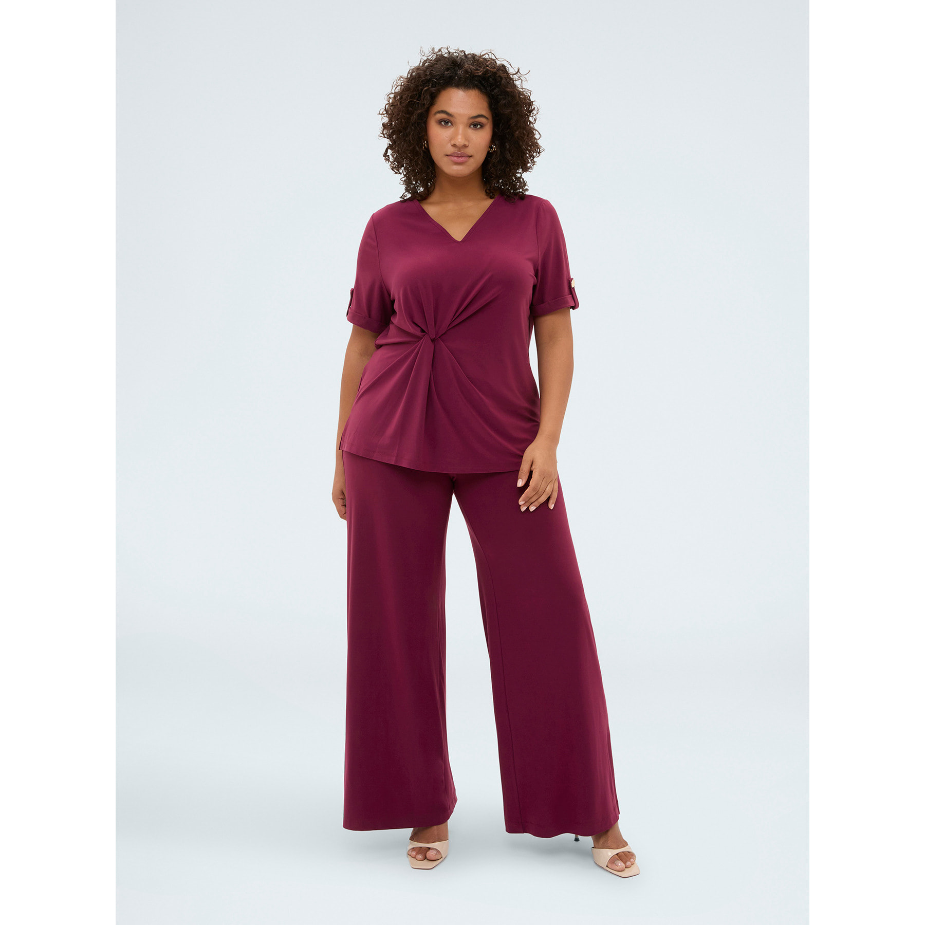 Fiorella Rubino - Camiseta de jersey con drapeado - Burgundy