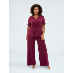 Fiorella Rubino - Camiseta de jersey con drapeado - Burgundy