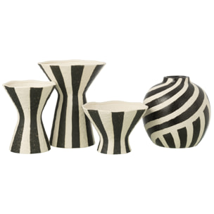 J-Line Vase Ligné - grès - blanc cassé/noir