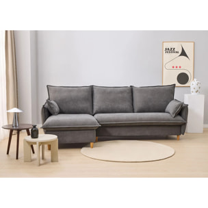 Sofá Cama Chaise Longue Intercambiable - Apertura Italiana - Colchón Matrimonio 140x195 - Tejido Anti-Manchas - 2 Cojines Función Almohada incluídos - 5 Años de Garantía