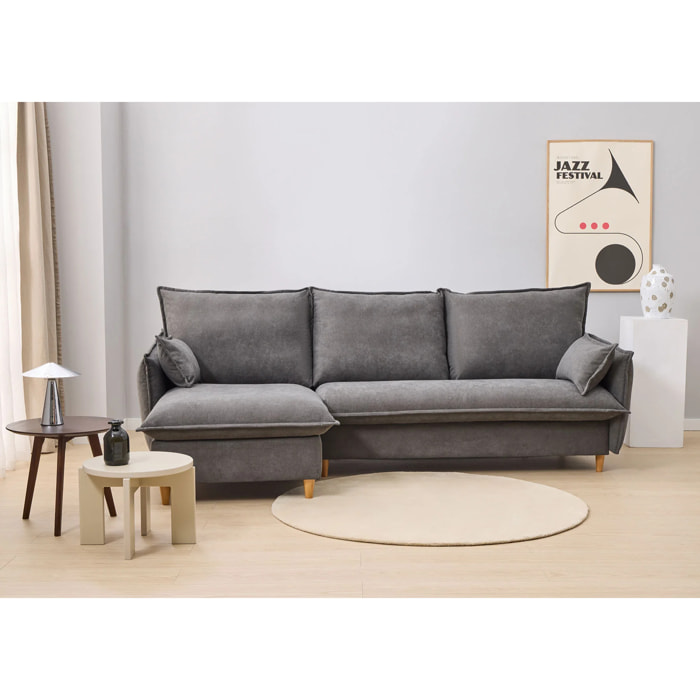 Sofá Cama Chaise Longue Intercambiable - Apertura Italiana - Colchón Matrimonio 140x195 - Tejido Anti-Manchas - 2 Cojines Función Almohada incluídos - 5 Años de Garantía