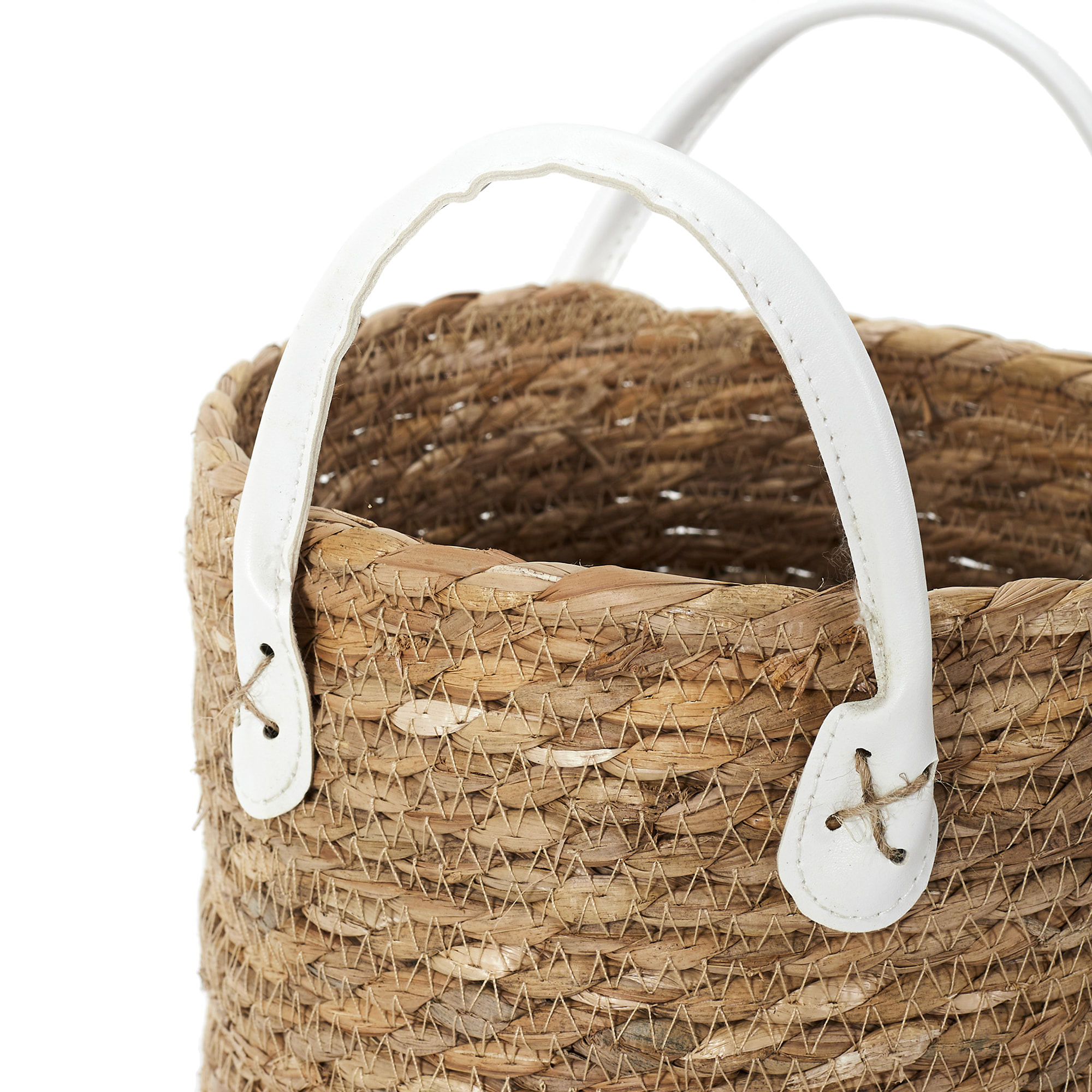 Panier Tresse Anses Imitation Cuir X3