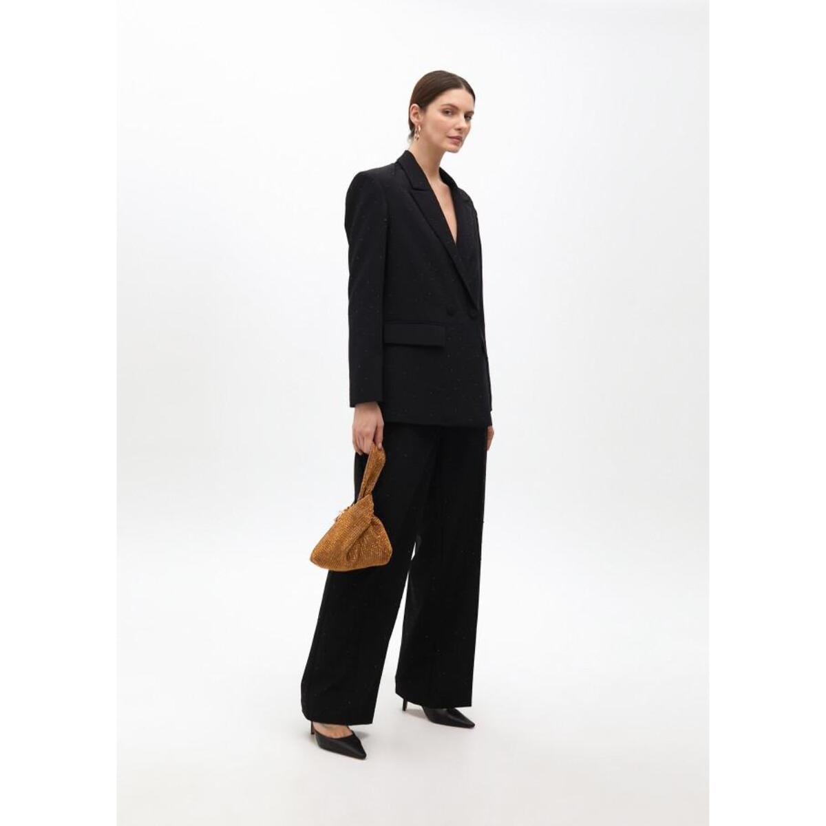 Pantaloni dritti con strass