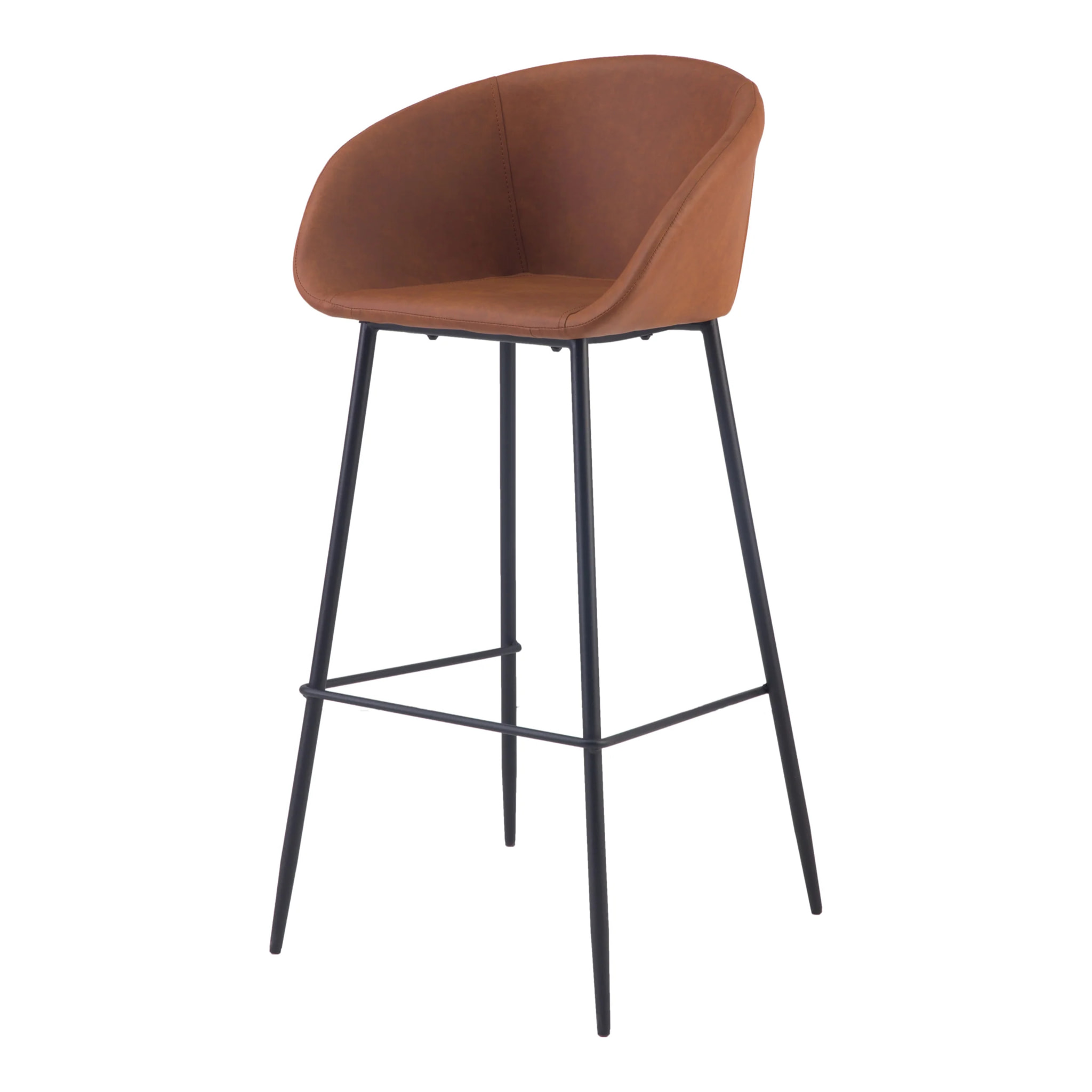 Lot de 2 chaises de bar 75 cm en cuir synthétique marron - Kalba