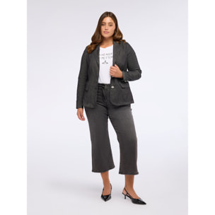 Fiorella Rubino - Blazer de mezclilla con botones joya - Negro