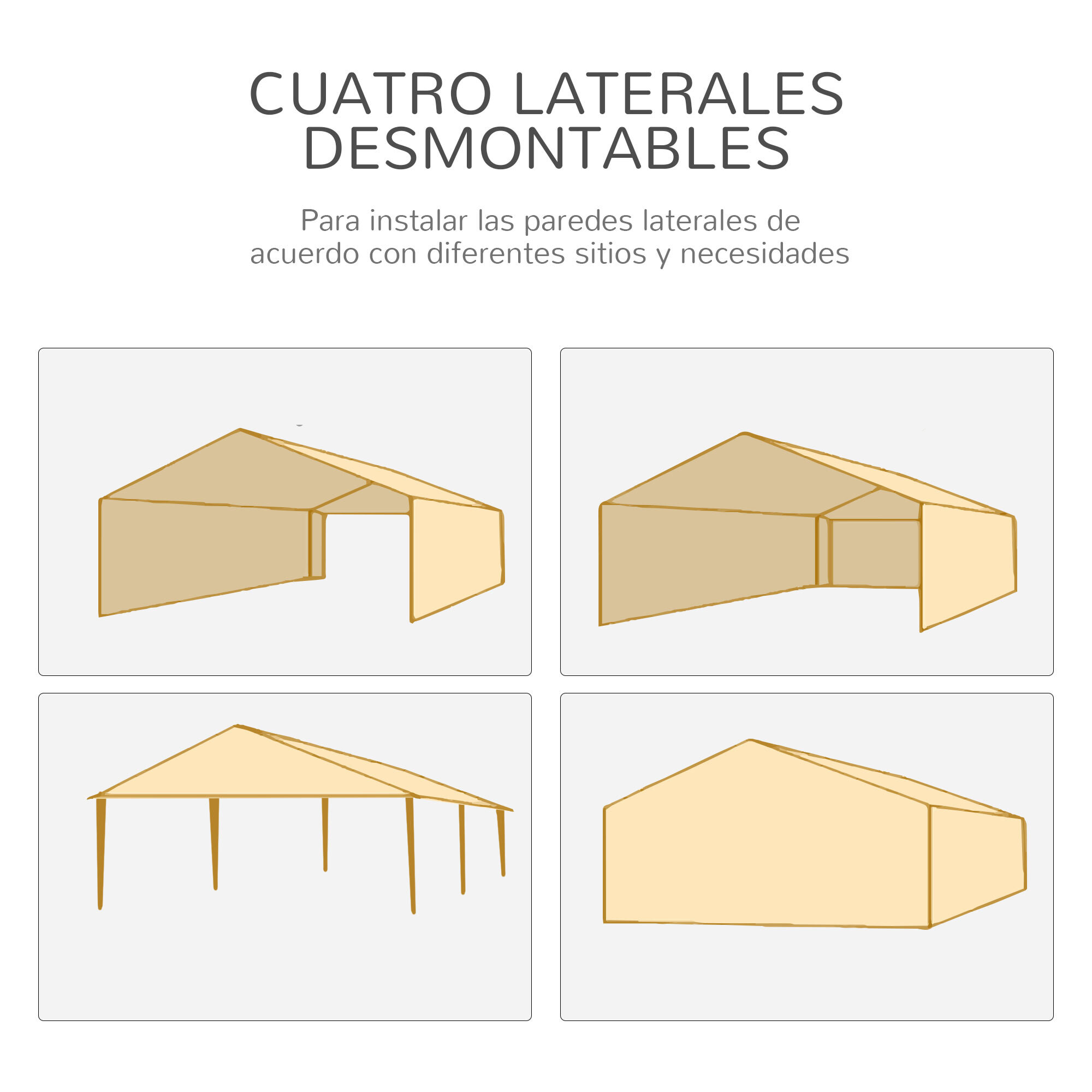 Outsunny Carpa de Jardín 6x3 m Cenador Desmontable de Exterior con 4 Ventanas 2 Puertas con Cremallera 6 Paredes Laterales e Impermeable Pabellón para Terraza Patio Playa Blanco