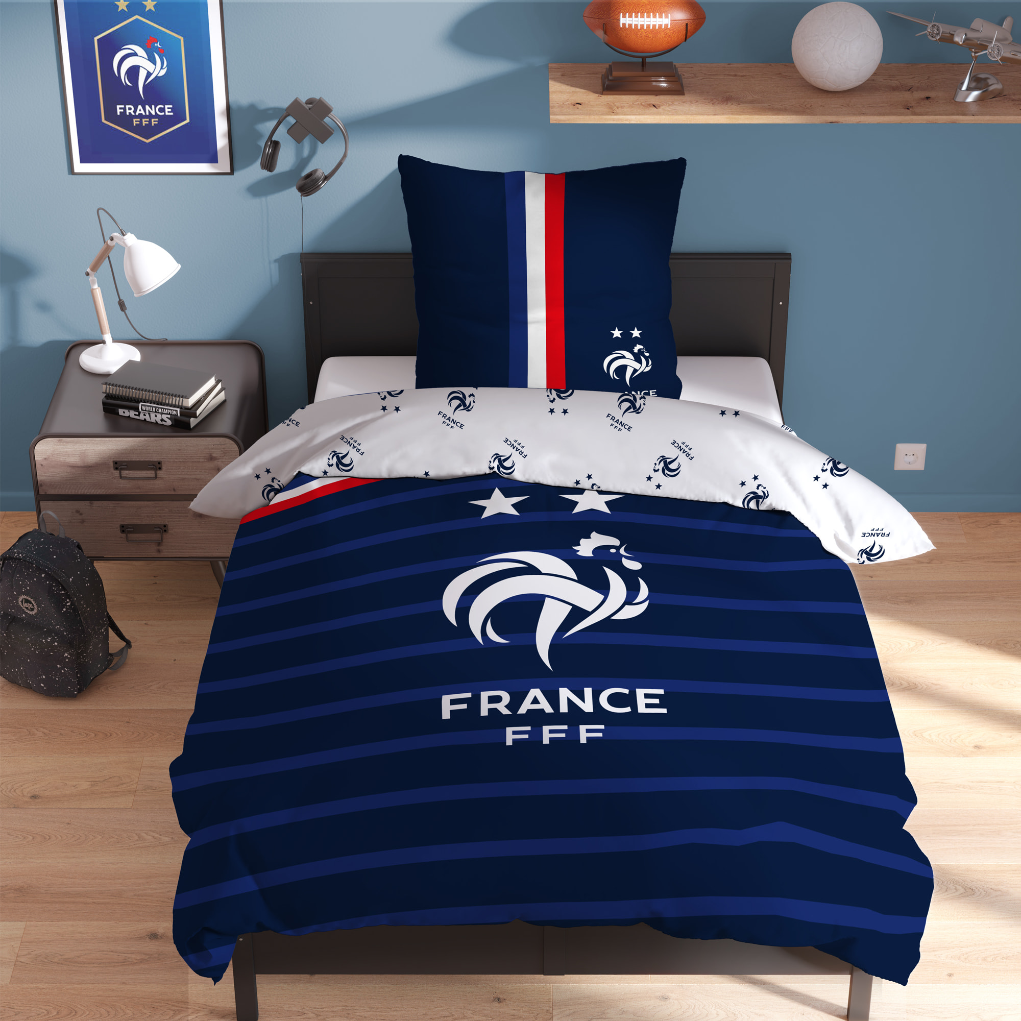 Parure de lit imprimée 100% Coton, FFF RAYURES