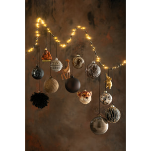 J-Line boule de Noël Epais - verre - marron - boîte de 4