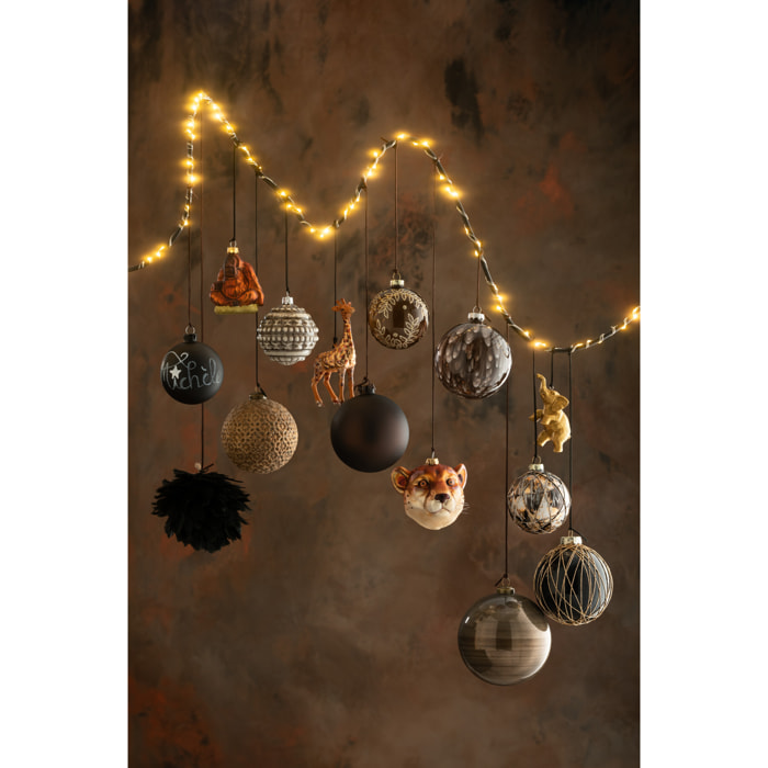 J-Line boule de Noël Epais - verre - marron - boîte de 4