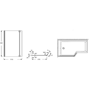 Pare bain Neo, 2 volets chromé