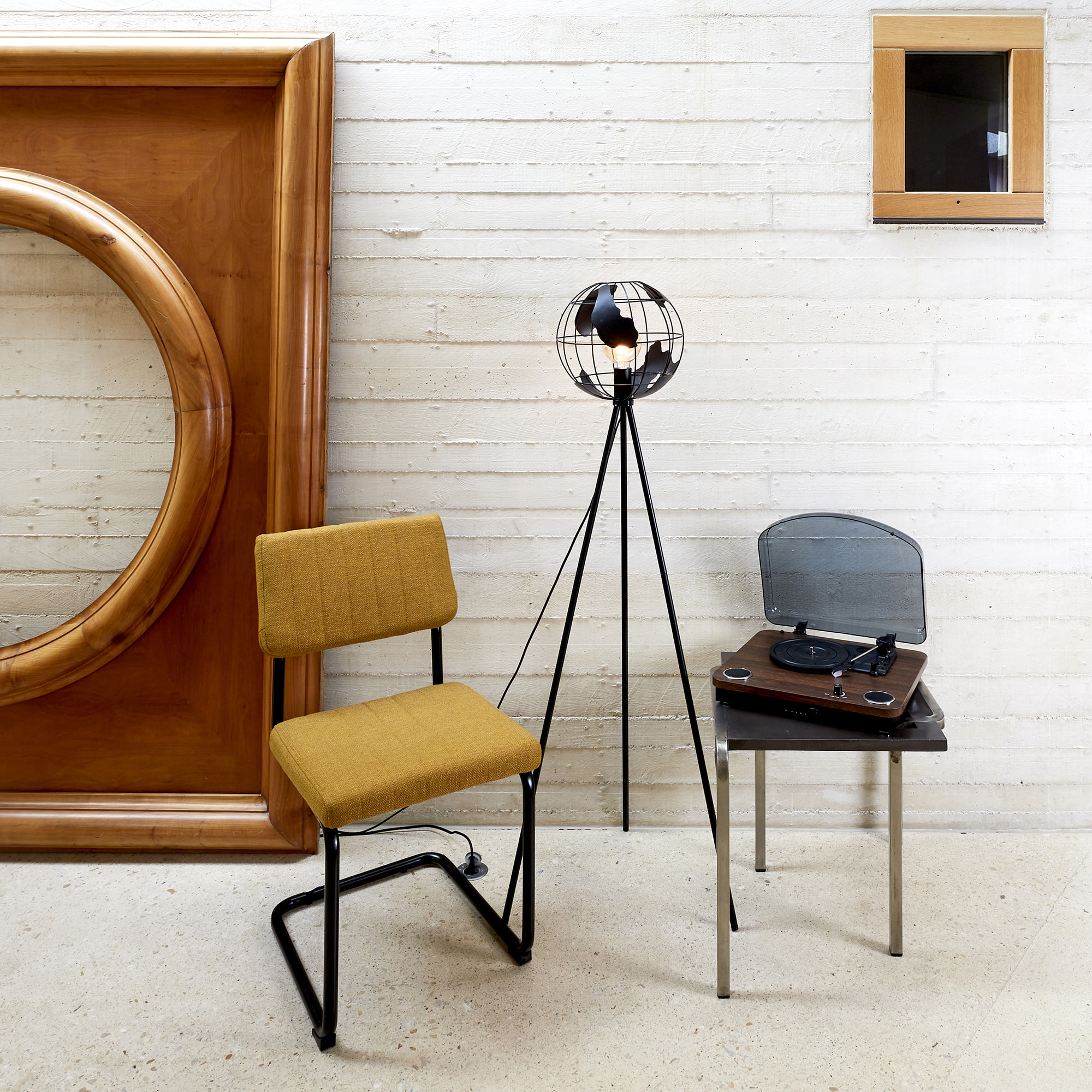 Lampadaire Metal Noir Globe