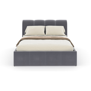 MOORE Lit nuage coffre 160x200cm velours gris