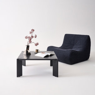 Table basse exotique carrée bois massif 80cm noir - Reva