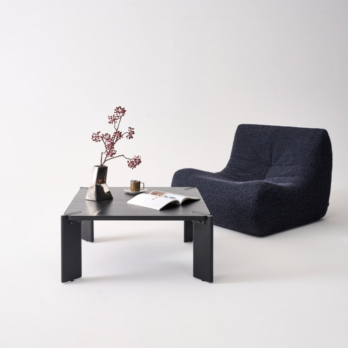 Table basse exotique carrée bois massif 80cm noir - Reva