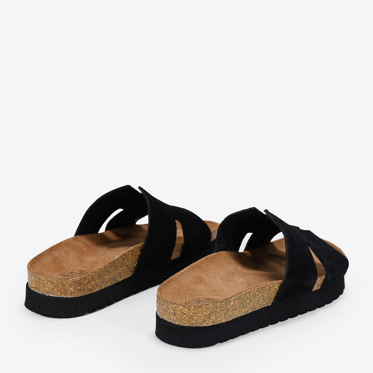 Sandalias de piel negras con suela bio