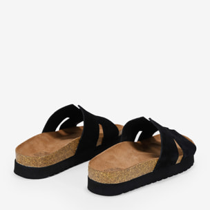 Sandalias de piel negras con suela bio