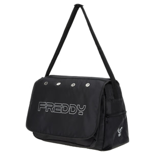 Borsa Messenger Bag in nylon nero con maxi-logo FREDDY