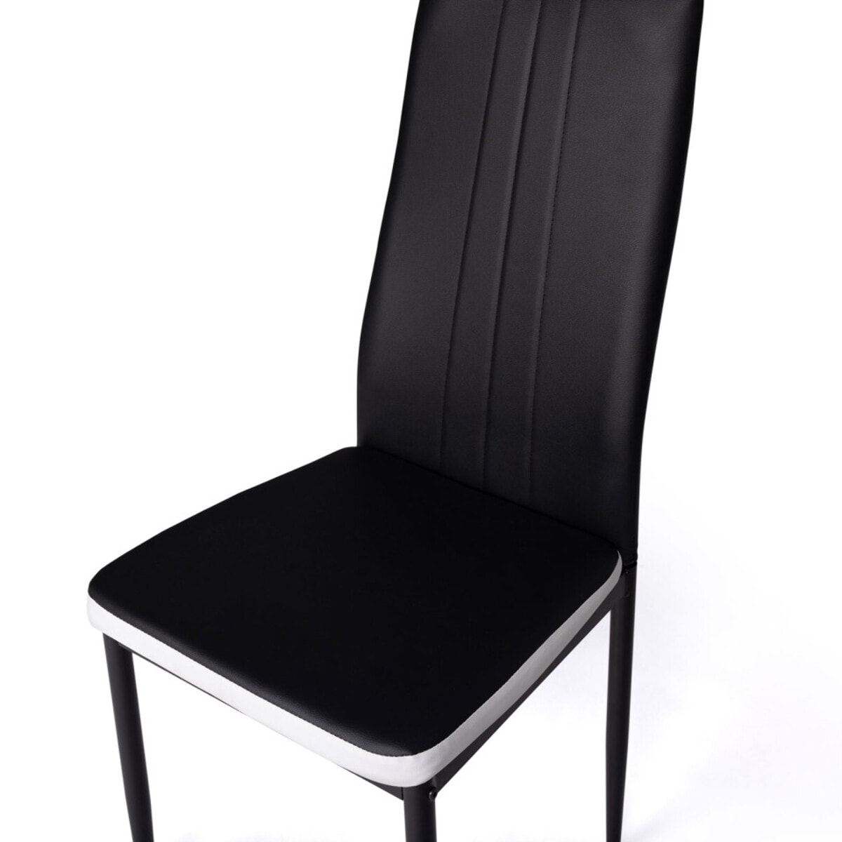 Chaises Jodie imitation cuir et pieds métal - Noir - Blanc