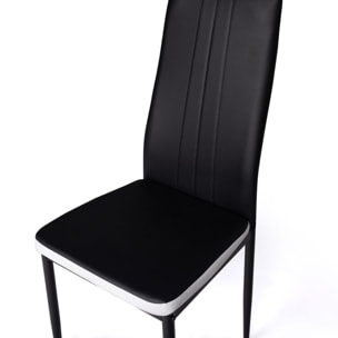 Chaises Jodie imitation cuir et pieds métal - Noir - Blanc