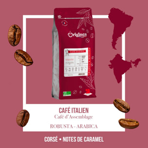 Café Bio Italien - Blend Arabica et Robusta - Grain 1 kg