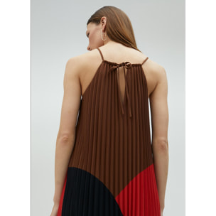 Vestito plissettato tricolore