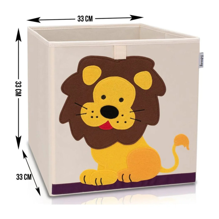 Boîte de rangement en tissu pour enfant "lion" sur fond clair, compatible Ikea Kallax Lifeney