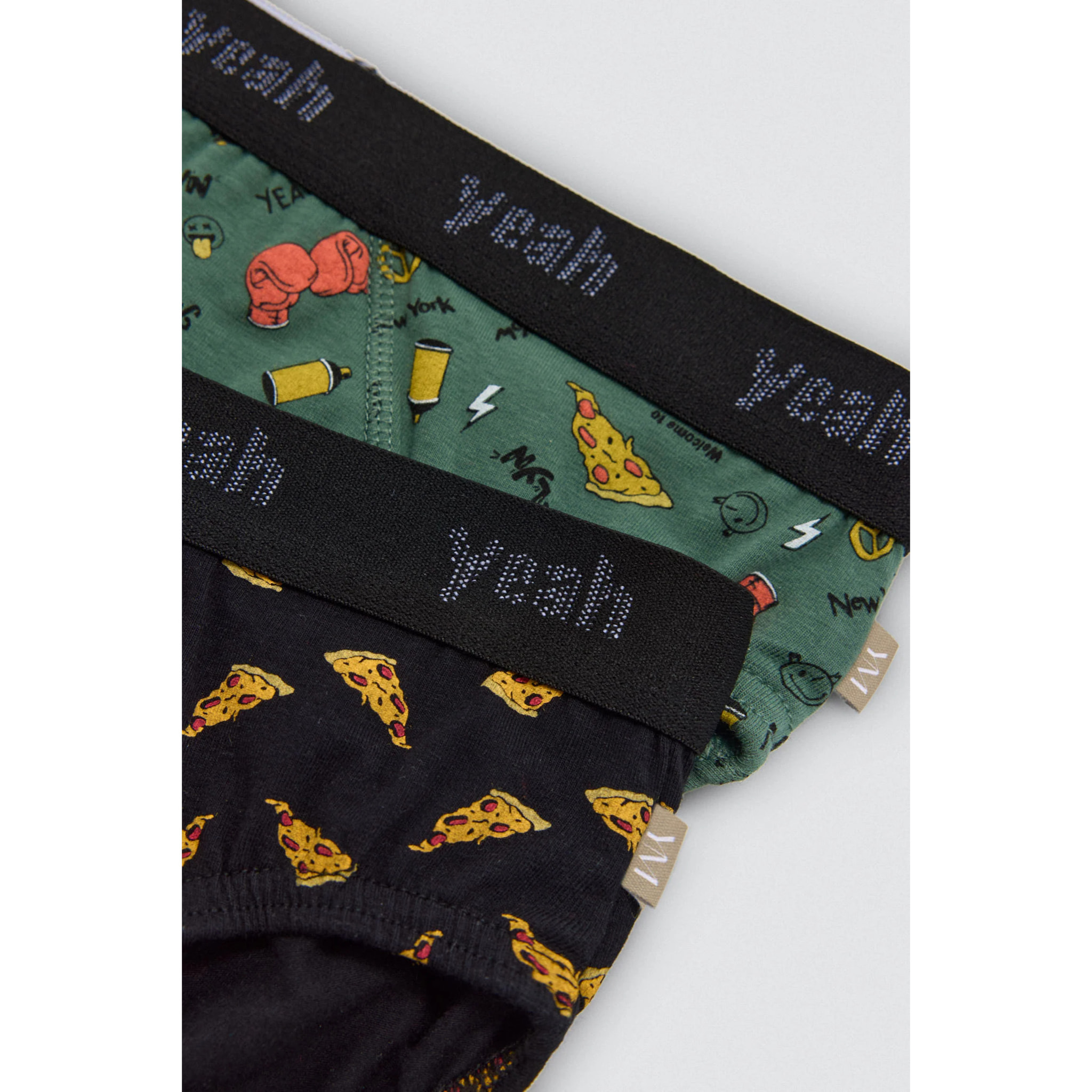 Confezione da 2 slip in cotone per bambini con stampa "Yeah"