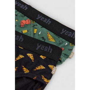 Confezione da 2 slip in cotone per bambini con stampa "Yeah"