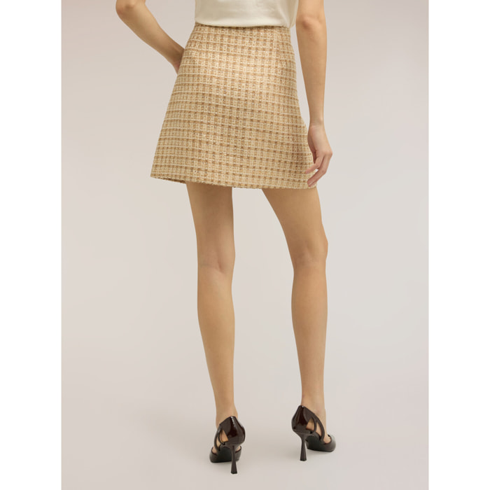 Motivi - Minifalda plisada de bouclé con botones - Beige