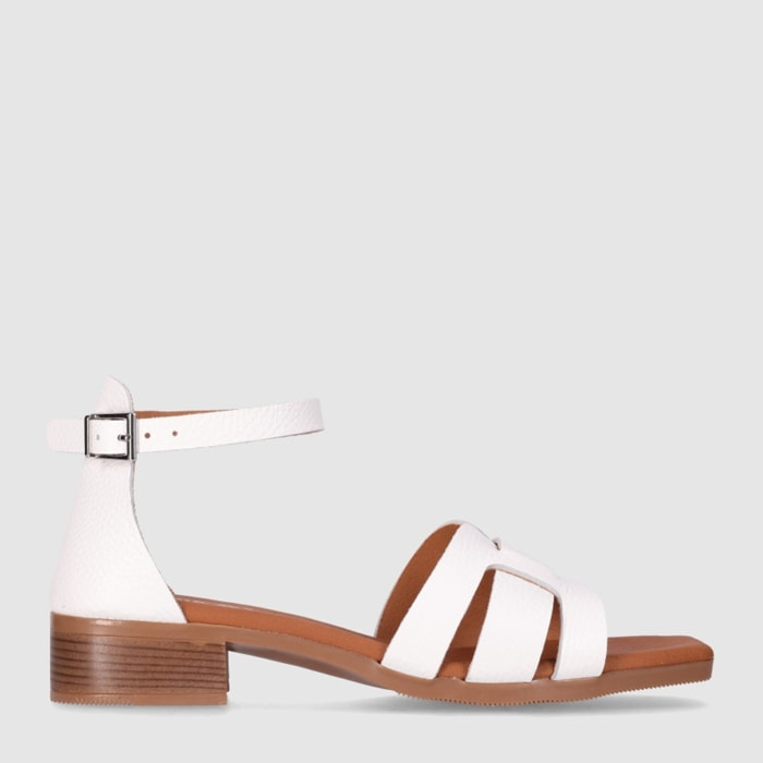 Sandalias de Piel - Blanco - Tacón: 3 cm