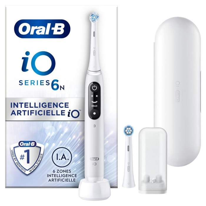 Oral-B iO 6N - Avec Etui de Voyage - Blanche - Brosse À Dents Électrique connectée