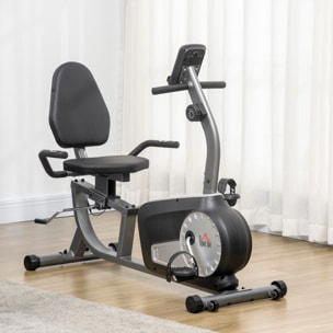 Bicicleta Estática con Respaldo Bicicleta de Ejercicio de Fitness con 8 Niveles de Resistencia Magnética Longitud Ajustable Pantalla LCD para Casa Oficina Gimnasia Gris