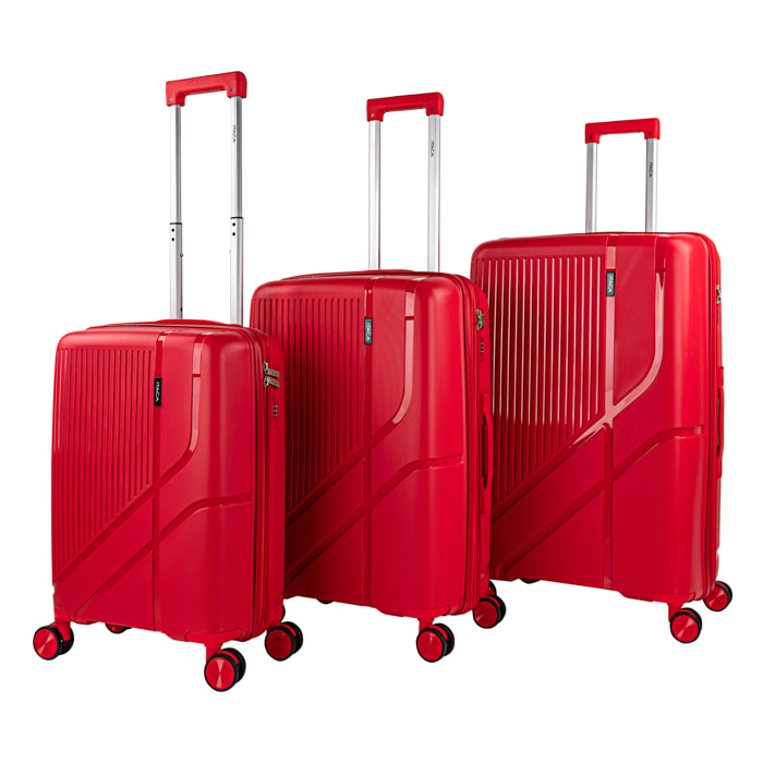 Juego De Maletas Rígidas Pp Itaca 761300 Viaje Pp Itaca Online Rojo