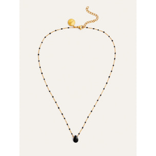 Collar Hydra Negro Acero Baño Oro