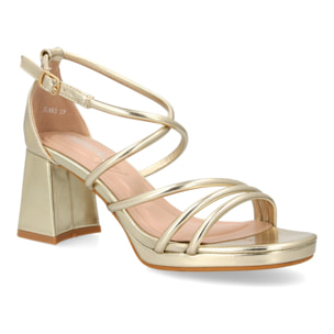 Sandalia de tacón con tiras finas para mujer