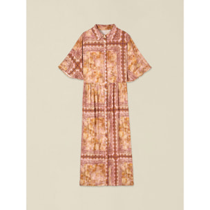 Oltre - Vestido camisero de viscosa estampado - Naranja sol