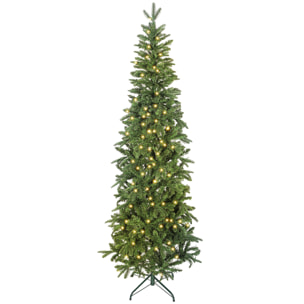 Sapin de Noël artificiel LED x 300 blanc chaud 8 modes H.210 cm 826 branches support vert