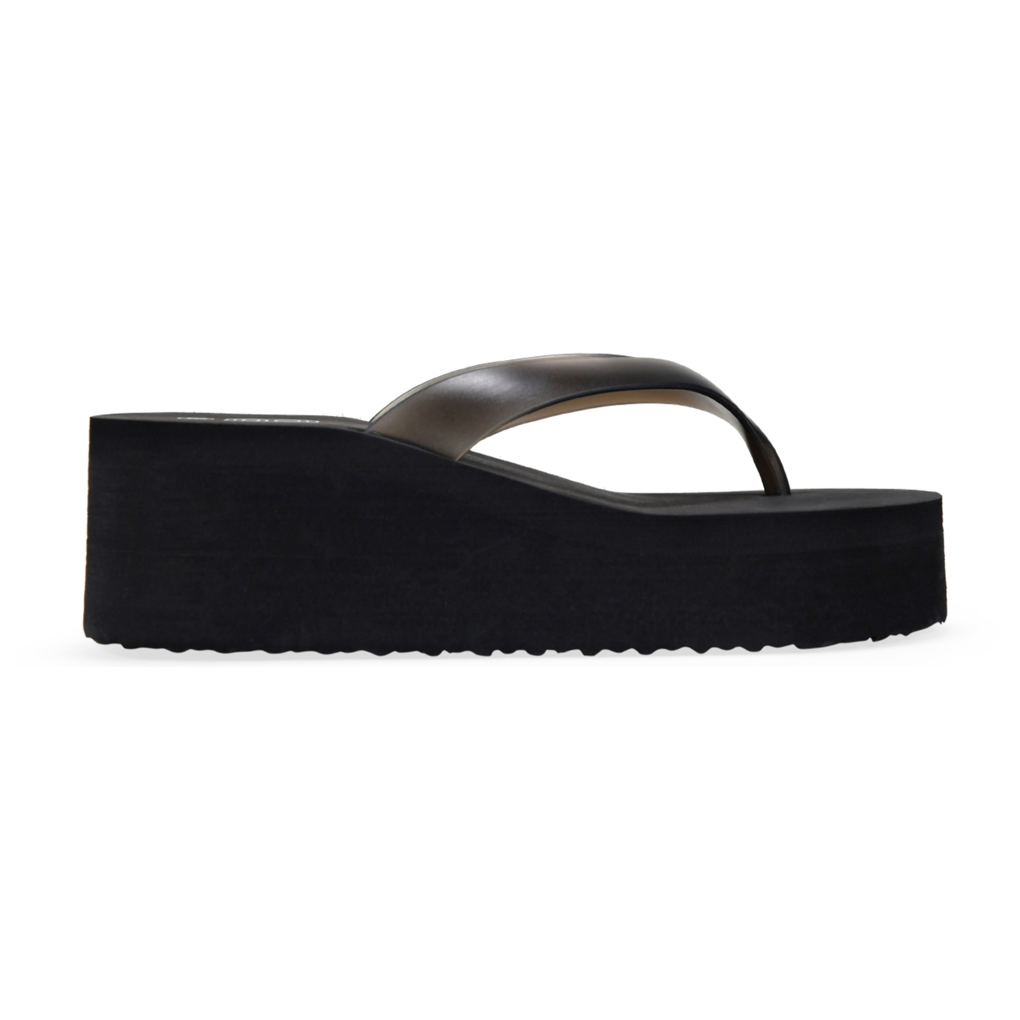 Sandalias de dedo negras con cuña