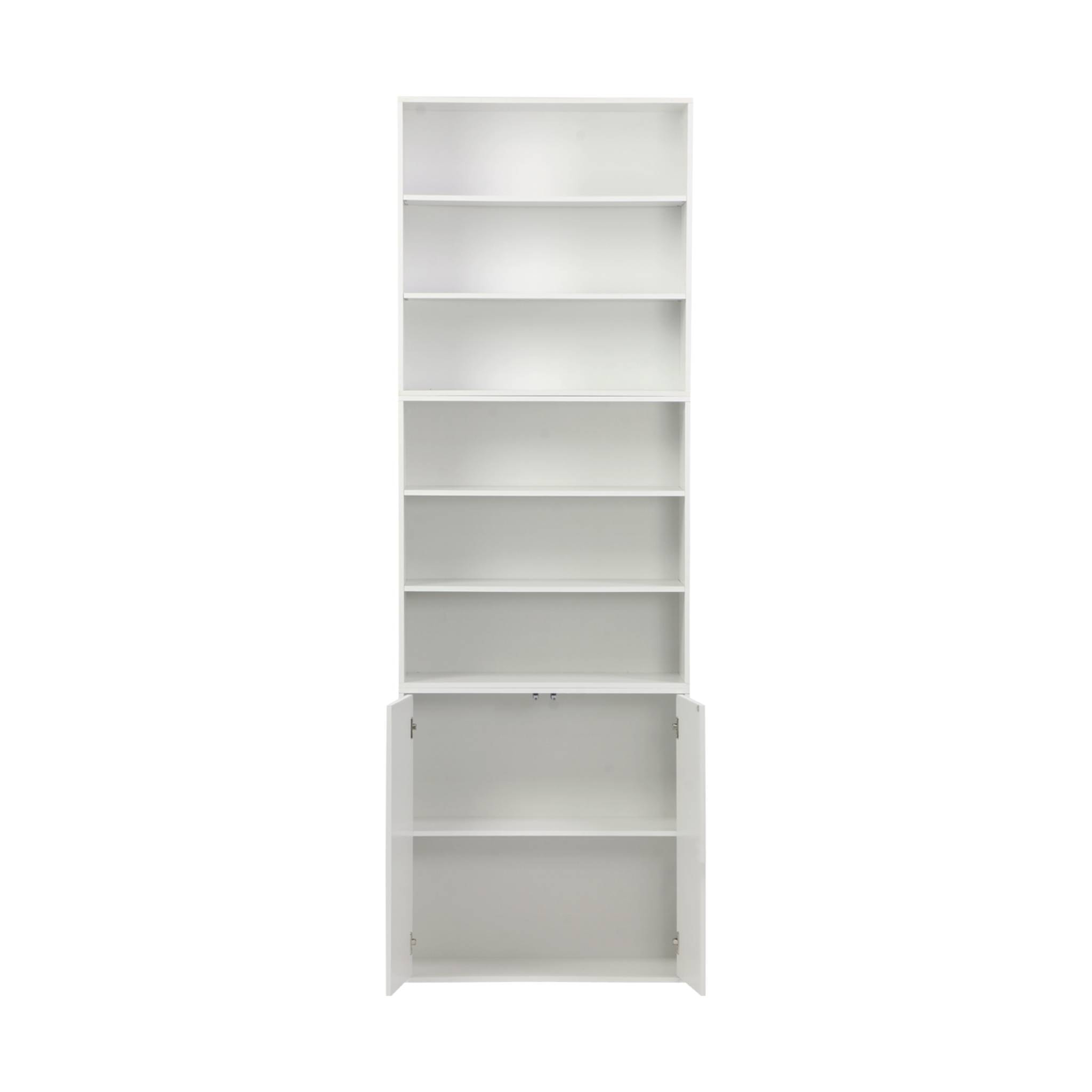 Etagère, bibliothèque modulable décor bois 3 éléments - 2 portes 5 étagères KOMPO