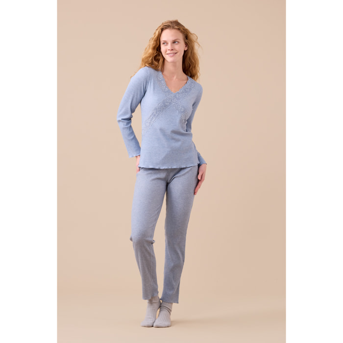 Pigiama donna in costina di viscosa articolo classic Noidinotte