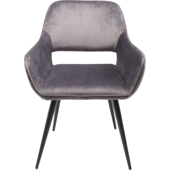 Chaise avec accoudoirs San Francisco velours gris Kare Design