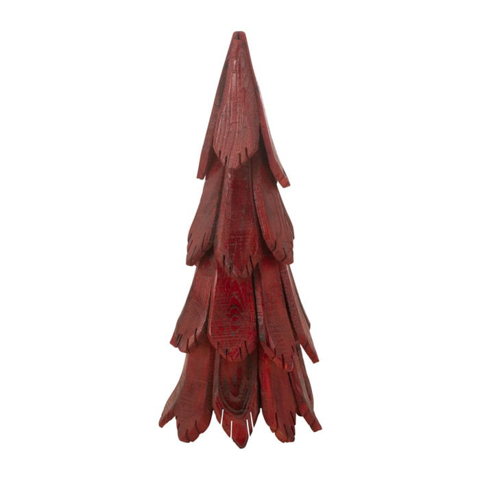 J-Line décoration Sapin Noël Pièces - bois - rouge - small